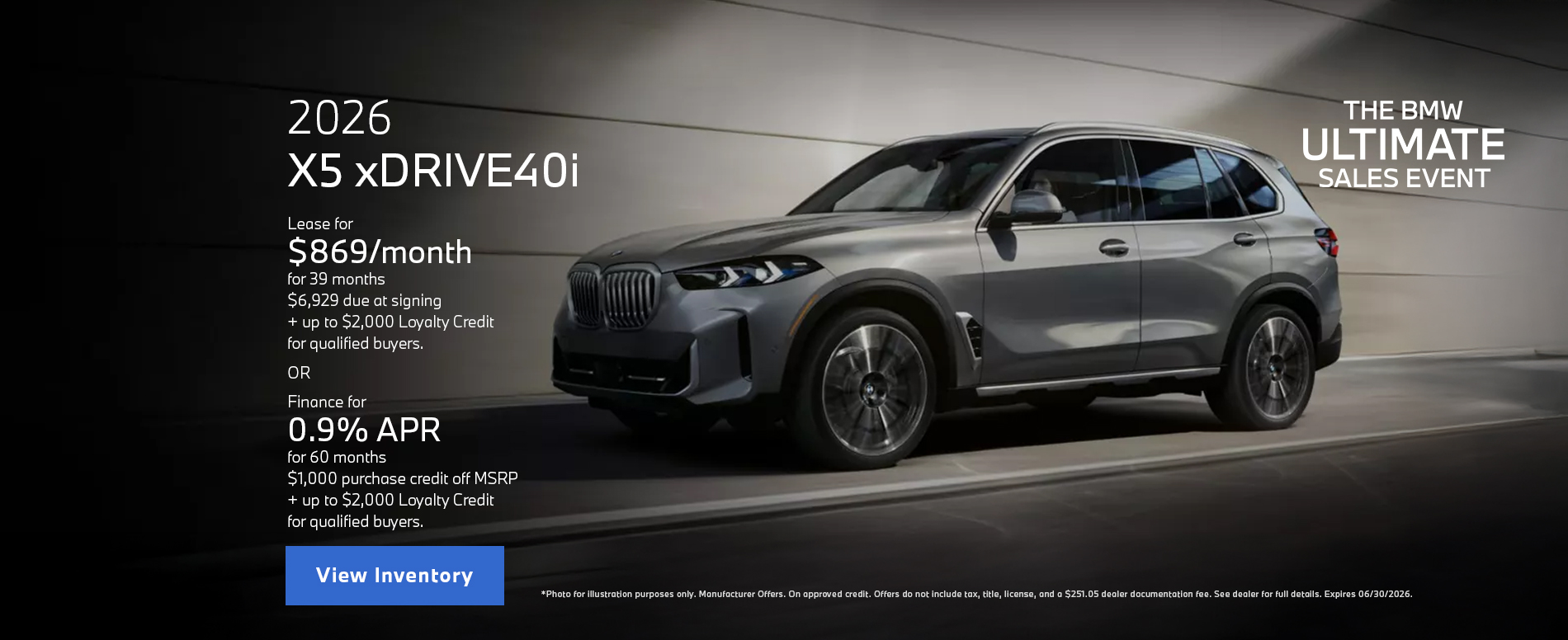 2026 BMW X5 xDRIVE40i OFFER