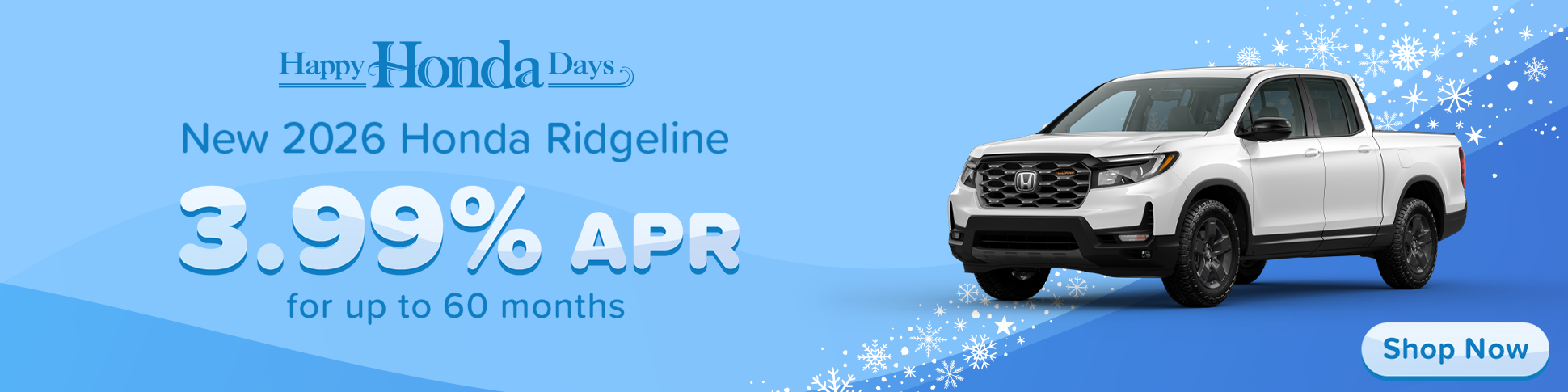 Finance a new 2026 Honda Ridgeline at 3.99% APR in Kingsport, TN