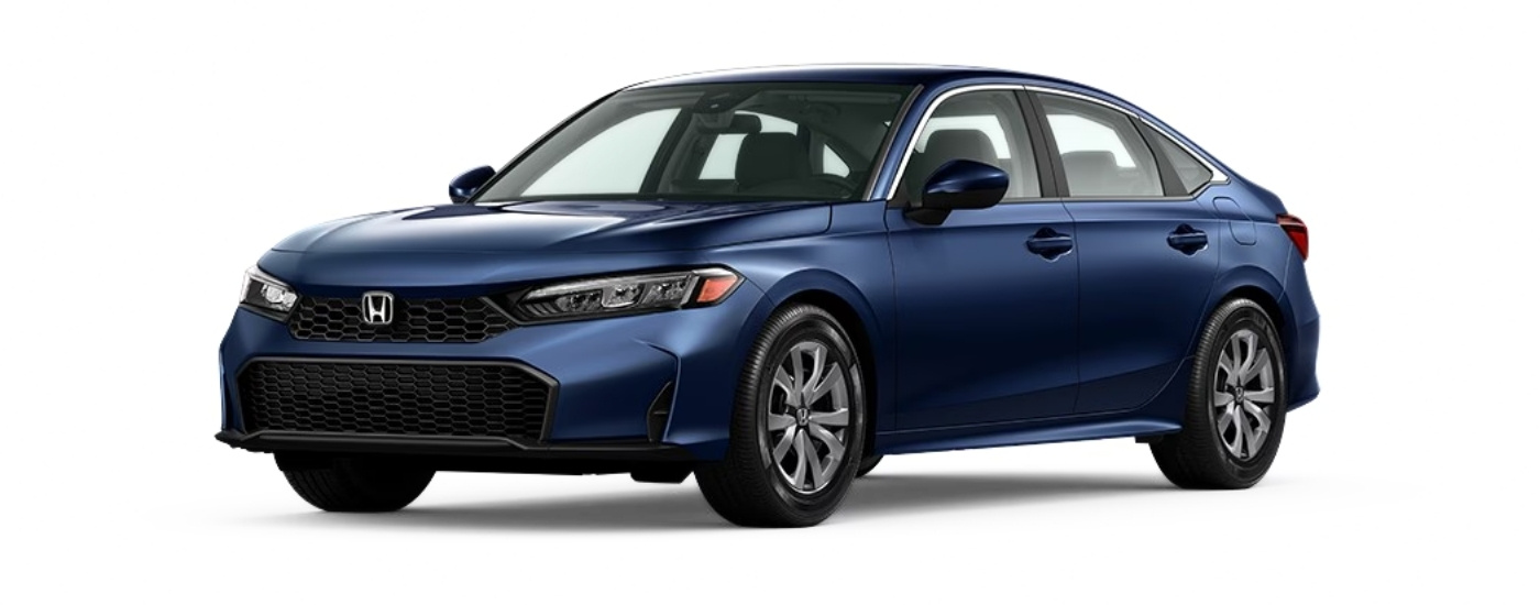 Blue 2026 Honda Civic Sedan LX angled left