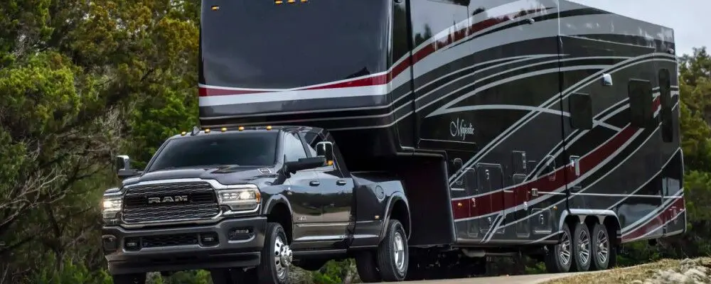 2021 Ram 3500 Towing a Trailer