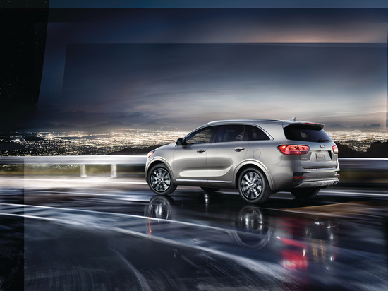 Backside view of Kia crossover vehicle