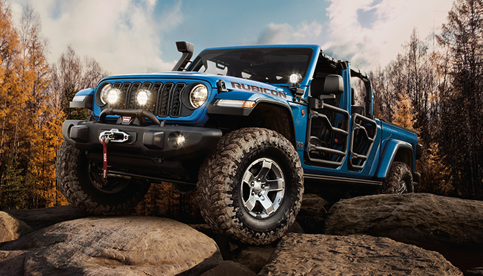 Blue Jeep Rubicon with Mopar Accessories