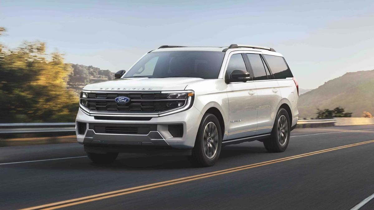 White 2025 Ford Expedition on a Country Highway