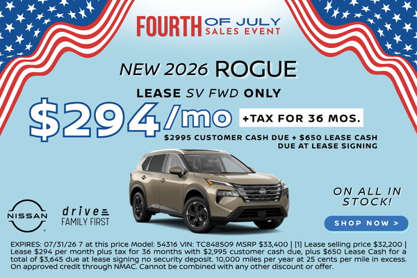 2026 Nissan ROGUE Lease 294/mo. for 36 mos.