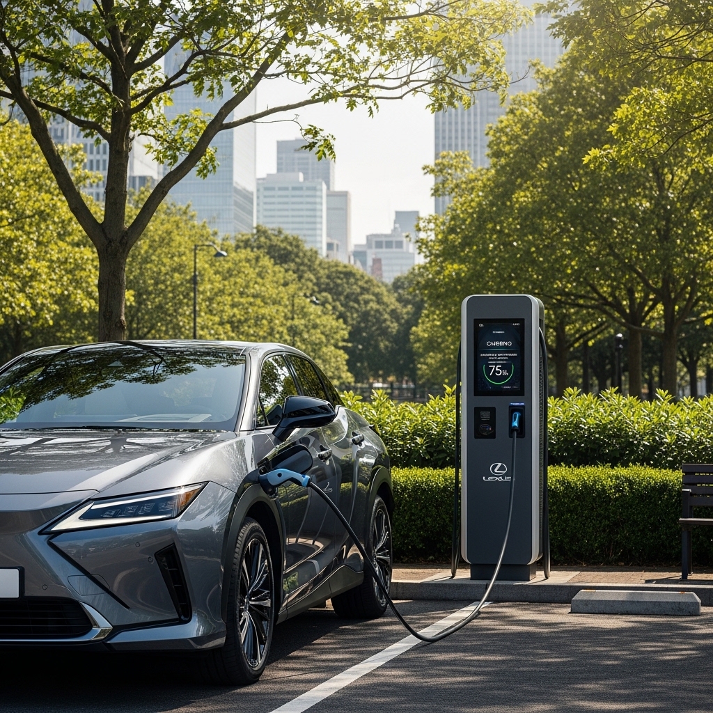 EV connected to DC fast charger at public station