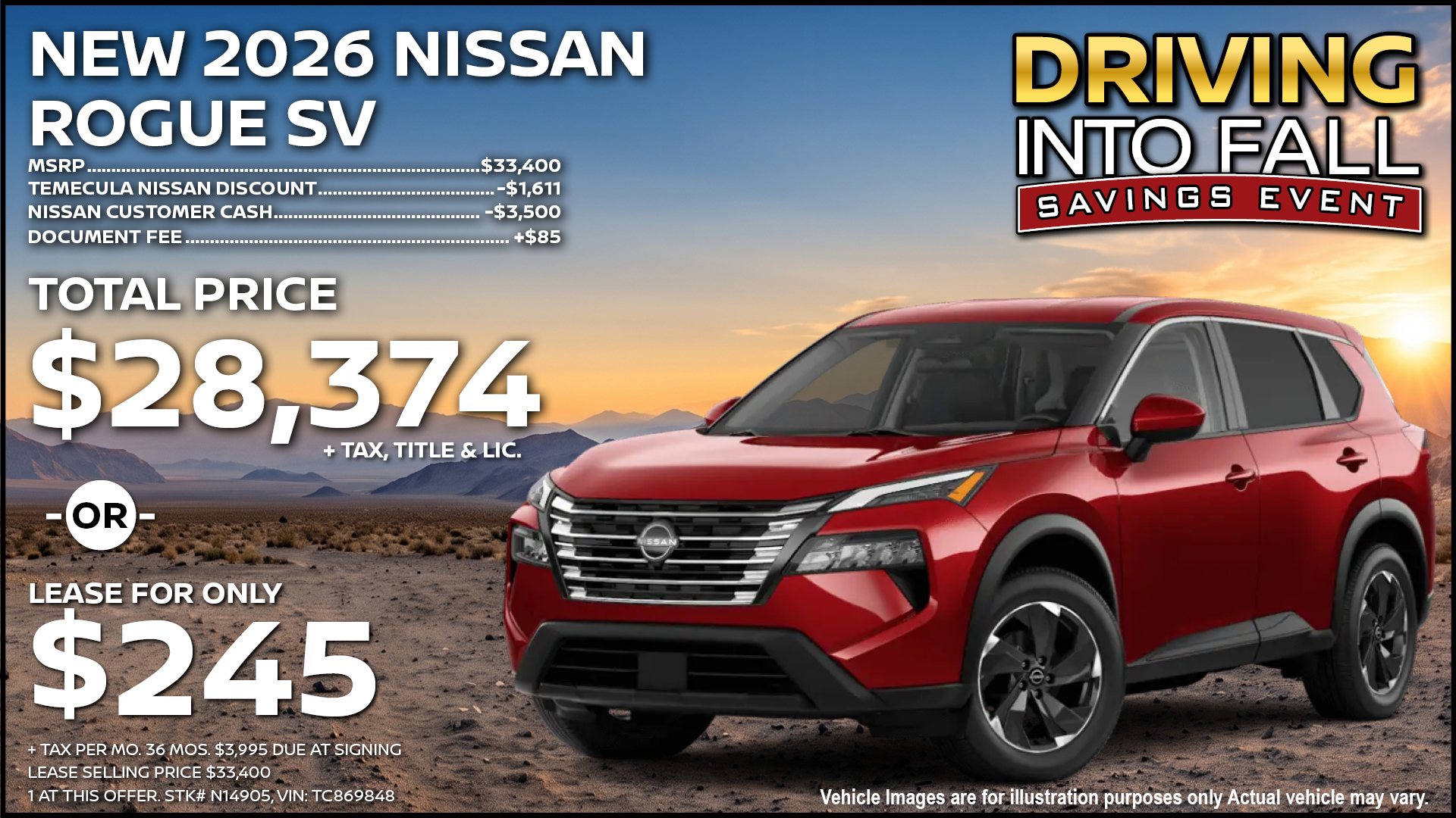 2026 Nissan Sentra SV Lease Special