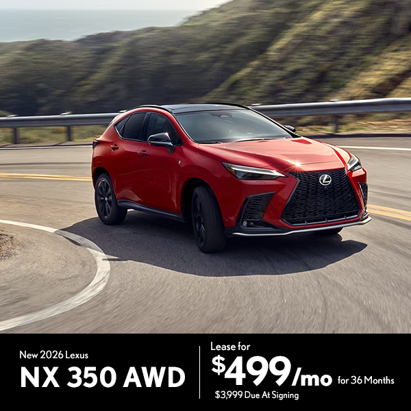 Lease a 2026 Lexus NX 350 AWD for $499 per month in Greenville, SC