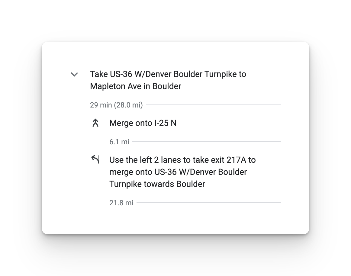 Take US-36 W/Denver Boulder Turnpike to Mapleton Ave in Boulder