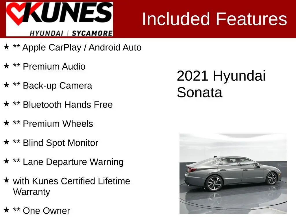 Used 2021 Hyundai Sonata SEL Plus with VIN 5NPEJ4J26MH107959 for sale in Sycamore, IL