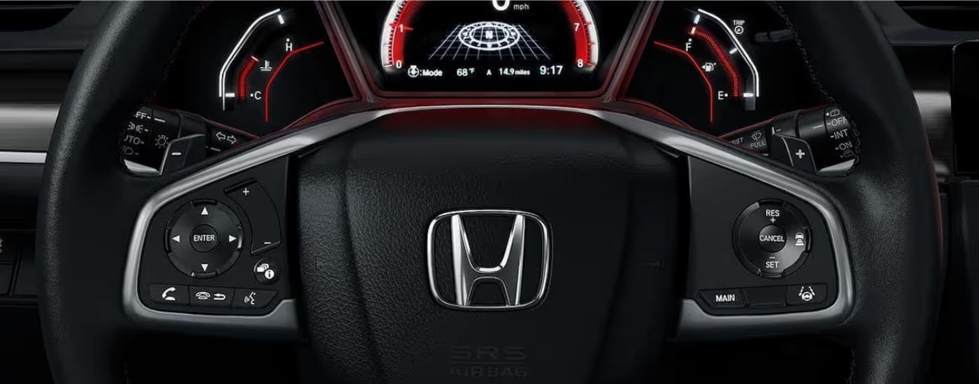 Steering wheel in a 2020 Honda Civic Hatchback