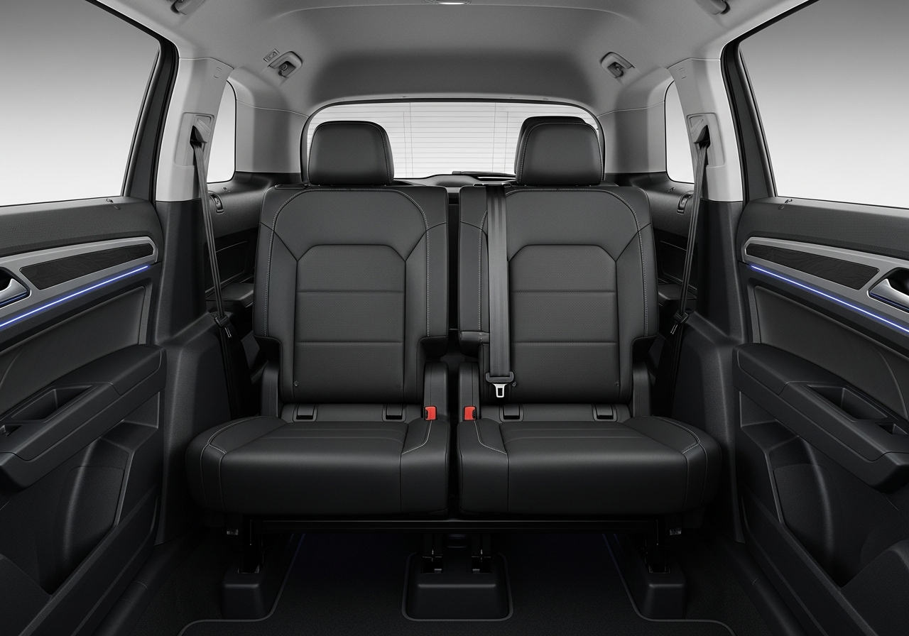 Spacious three-row SUV interior with configurable seating and cargo area