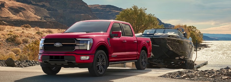 2026 Ford F-150 towing boat out of lake