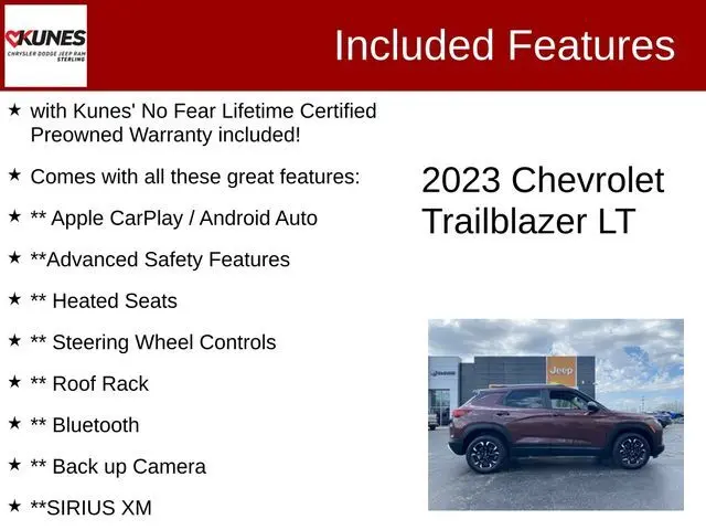 Used 2023 Chevrolet TrailBlazer LT with VIN KL79MPS20PB017590 for sale in Sterling, IL