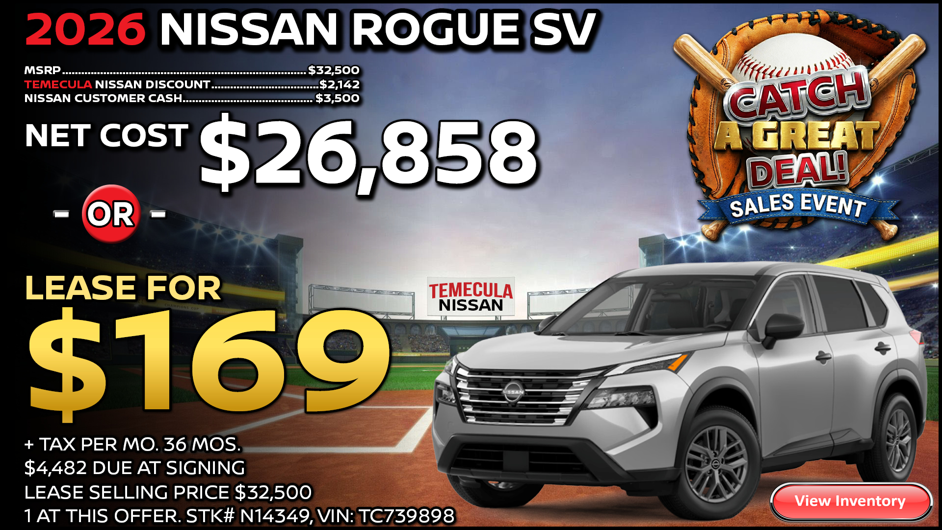 2026 Nissan Rogue SV Lease Special