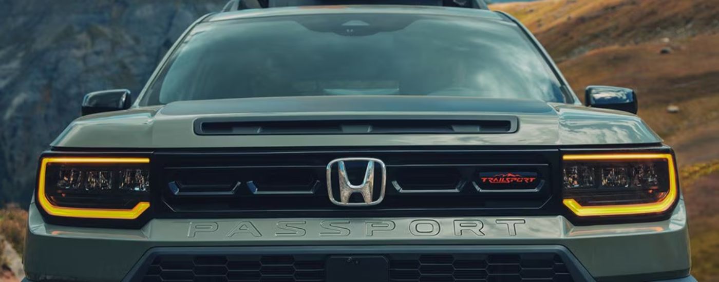 Close up of the grille on a 2026 Honda Passport TrailSport.m