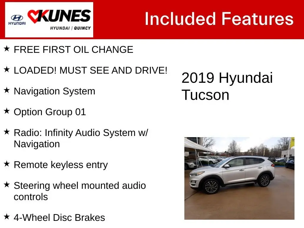 Used 2019 Hyundai Tucson Ultimate with VIN KM8J33AL6KU860966 for sale in Quincy, IL