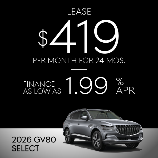 2026 GV80: Lease $419 for 24 Mos.