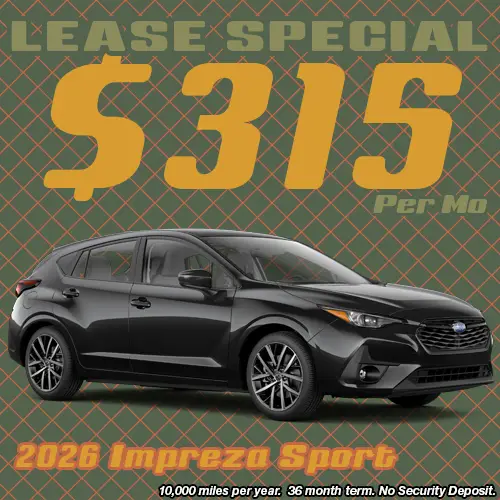 Lease this 2026 Subaru Impreza Sport for only $315/mo at Twin Falls Subaru this September.