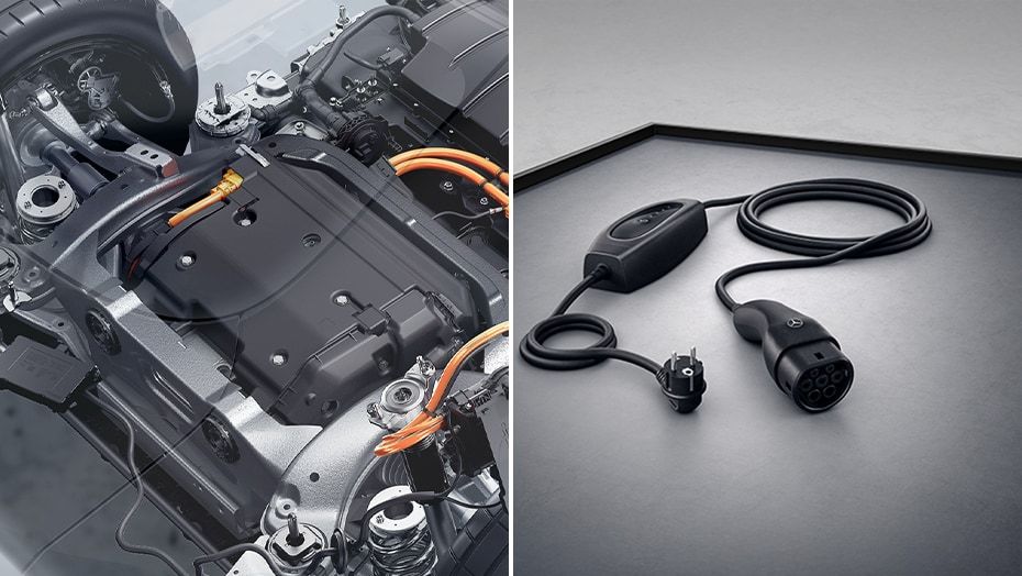 2026 Mercedes-Benz CLA dual electric motor and charging cable detail
