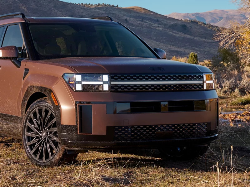 Up close view of a suv.