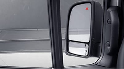 Close up image of the side mirror.