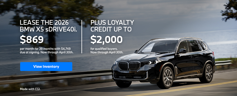 2026 X5 lease starting at $869 per month for 39 months