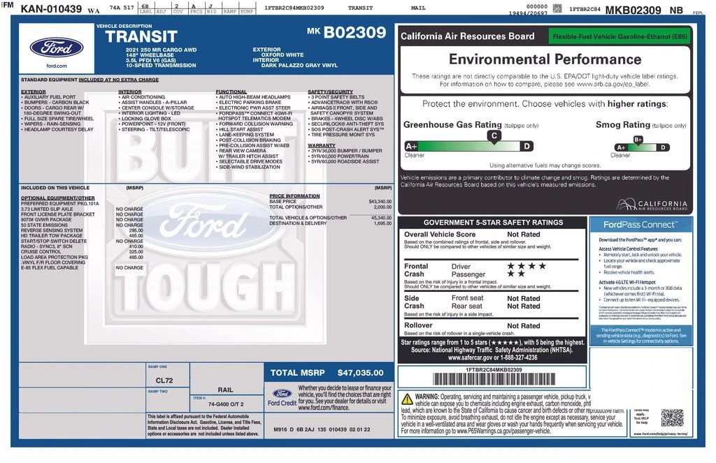 2021 Ford Transit 250 Med Roof 148 WB AWD's photo