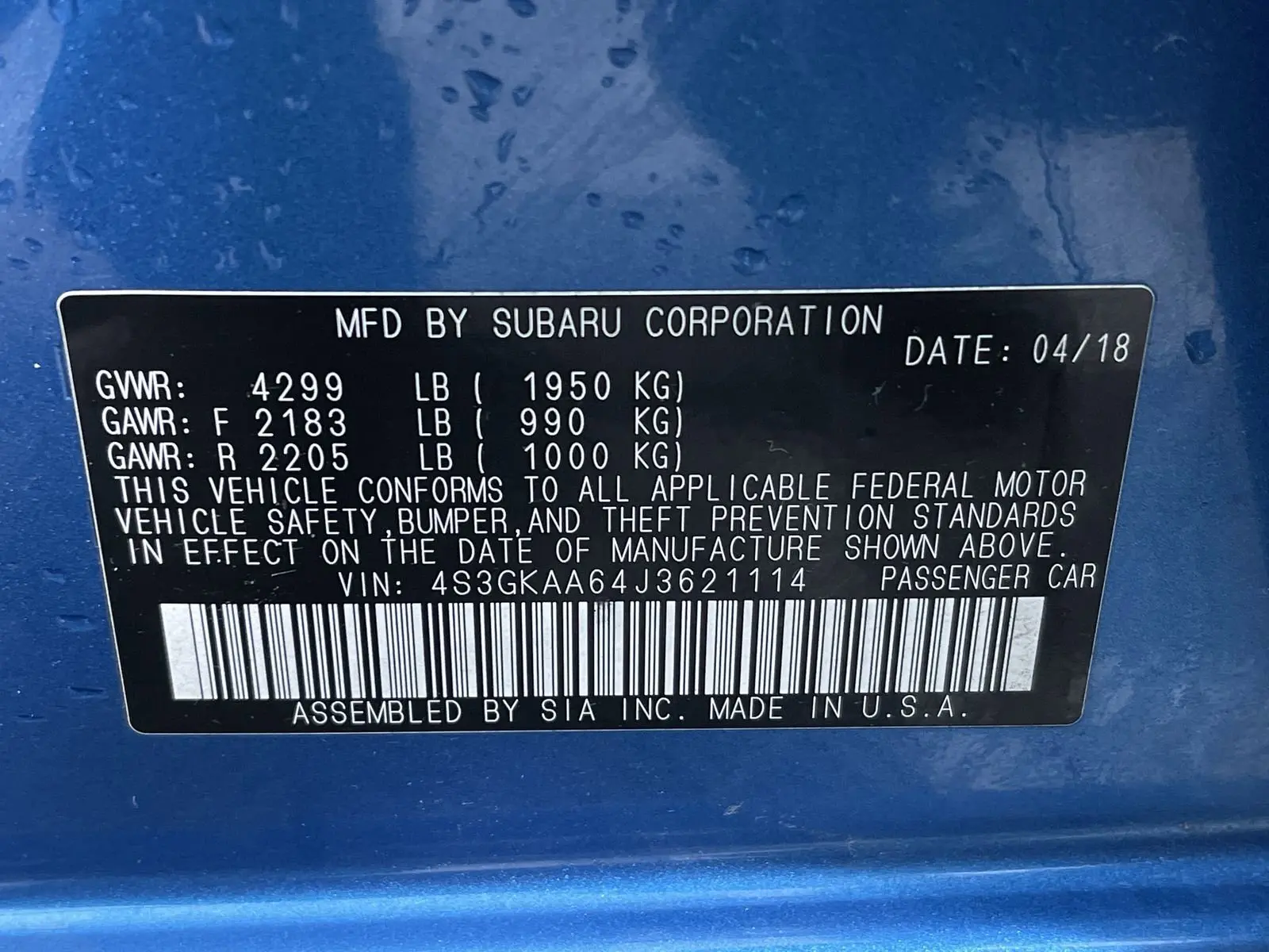 2018 Subaru Impreza 2.0i photo 9