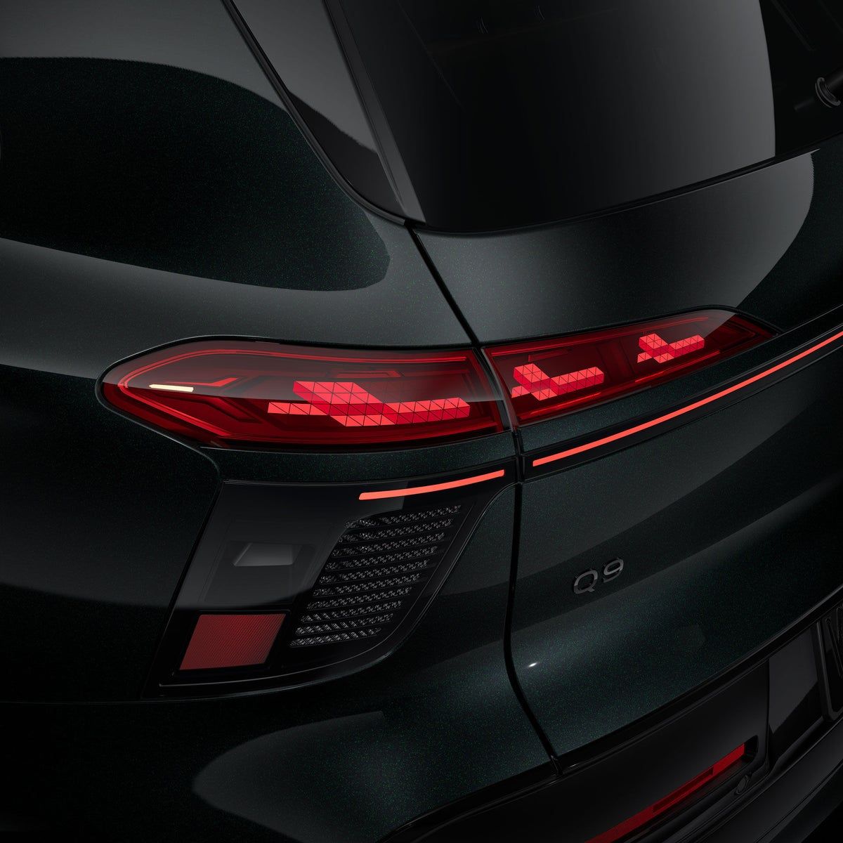 2027 Audi Q9 curved digital OLED taillight close-up