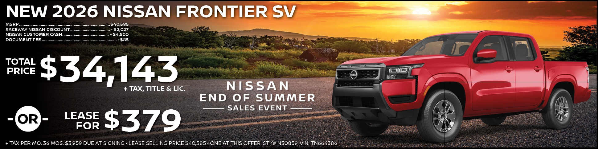 2026 Nissan Frontier Lease Offer