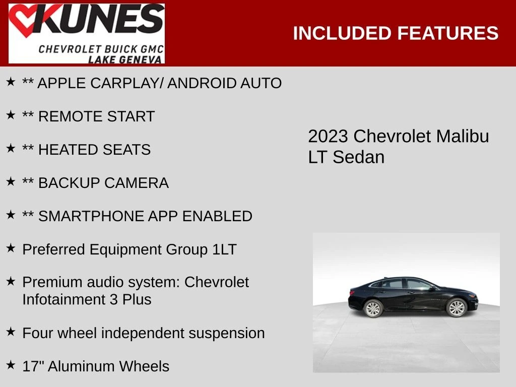 Used 2023 Chevrolet Malibu 1LT with VIN 1G1ZD5ST6PF233414 for sale in Lake Geneva, WI