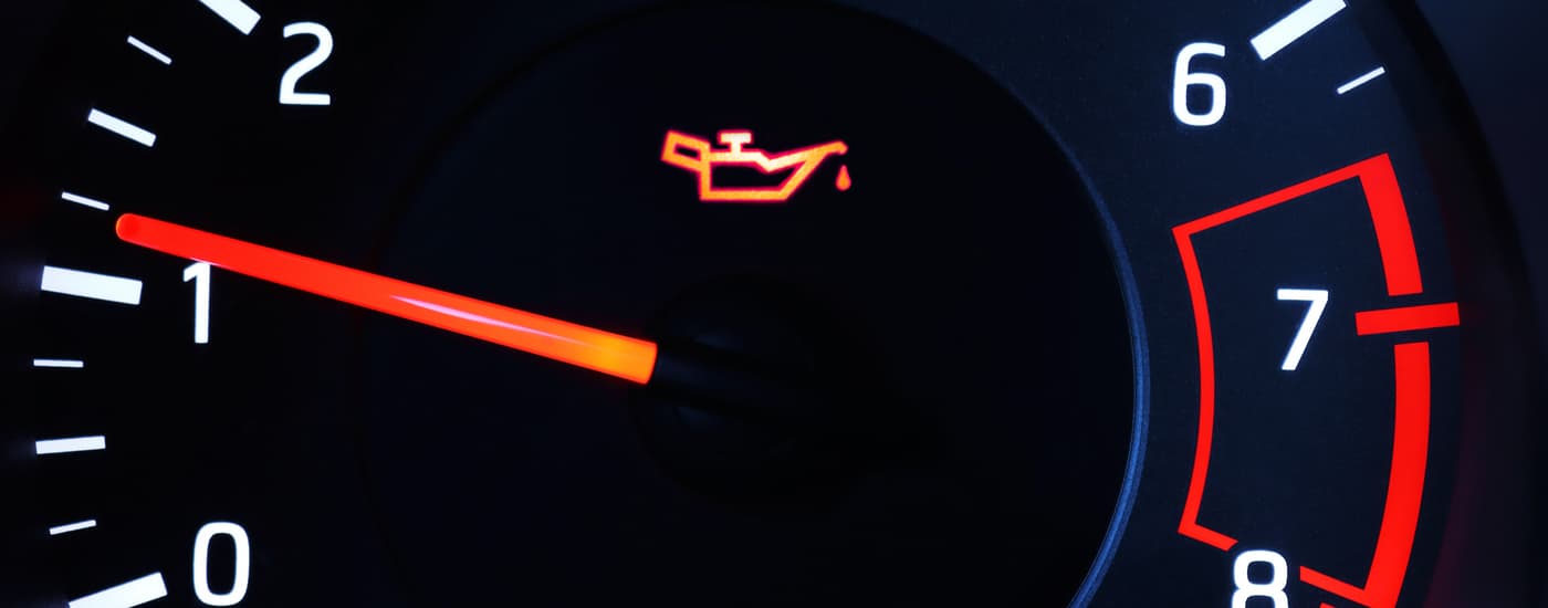 Oil change light on a vehicle dashboard