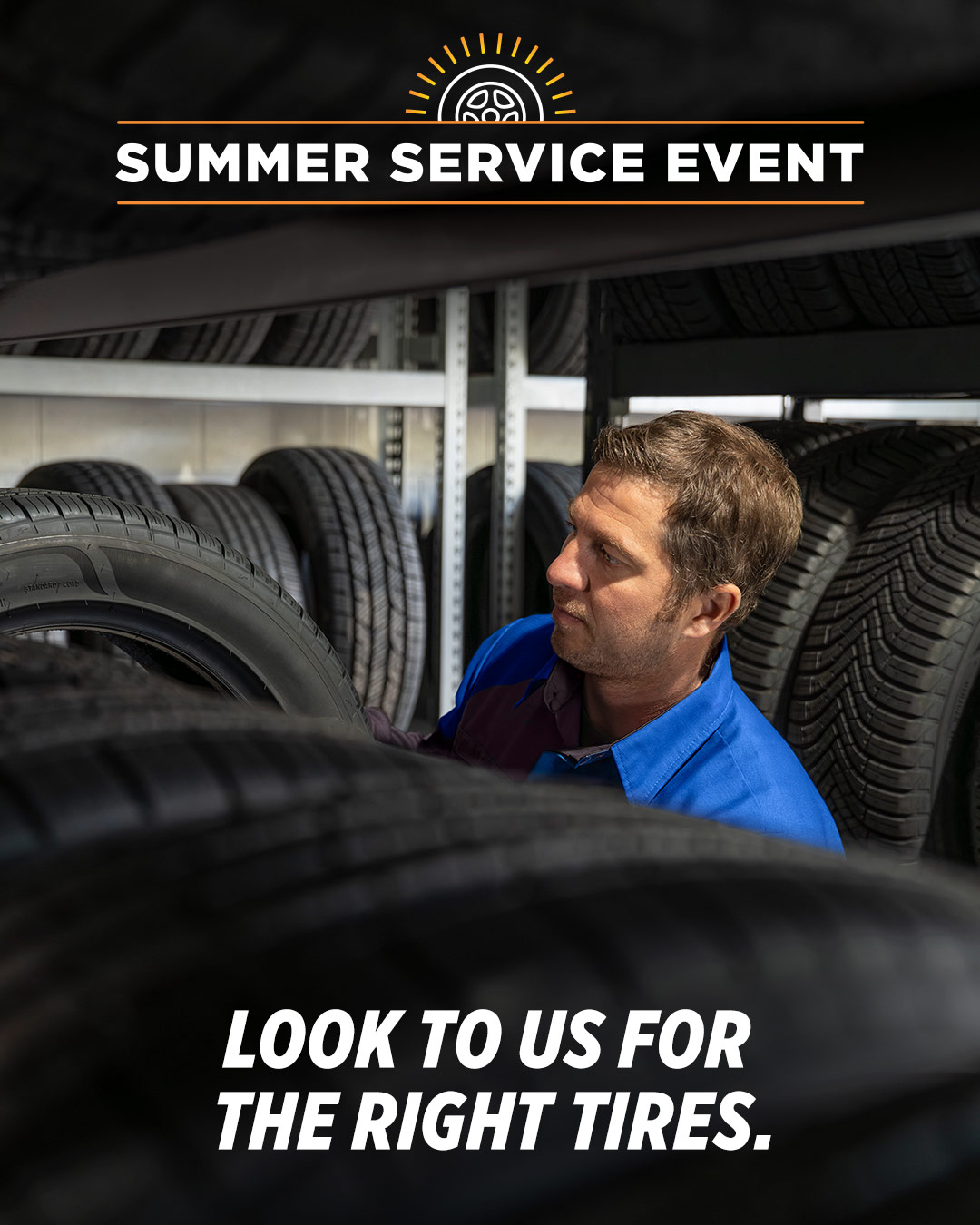 Service tech with new tires