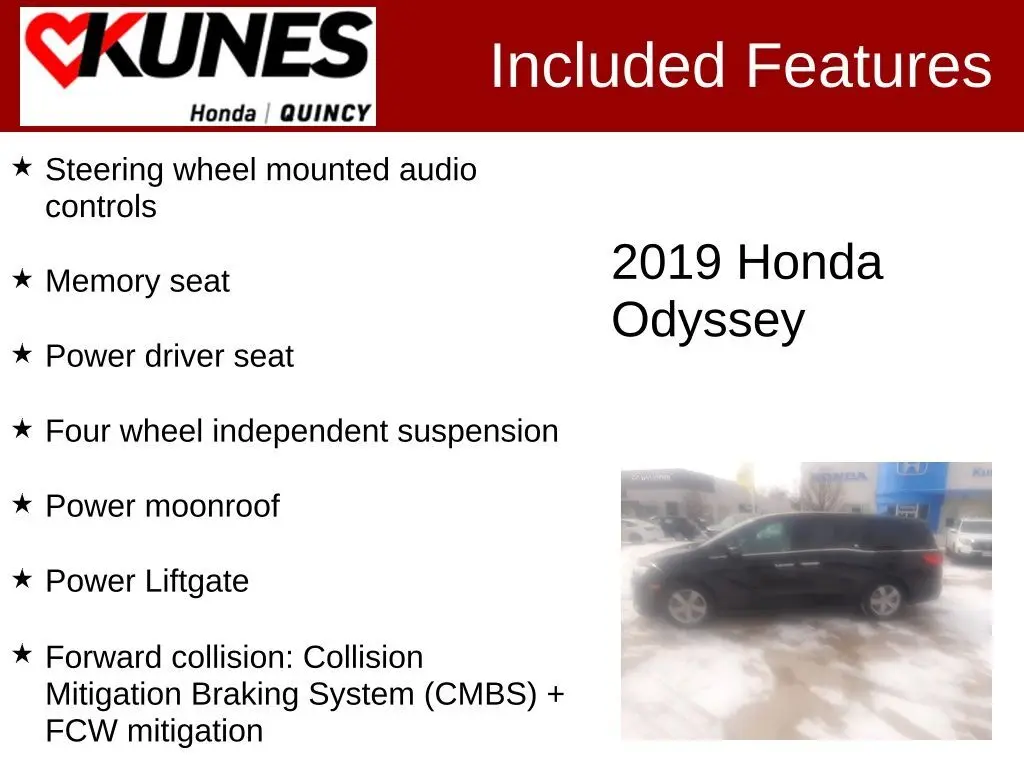 Used 2019 Honda Odyssey EX-L with VIN 5FNRL6H76KB000916 for sale in Quincy, IL