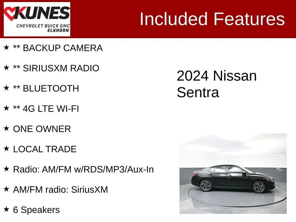 Used 2024 Nissan Sentra SV with VIN 3N1AB8CV4RY235849 for sale in Elkhorn, WI