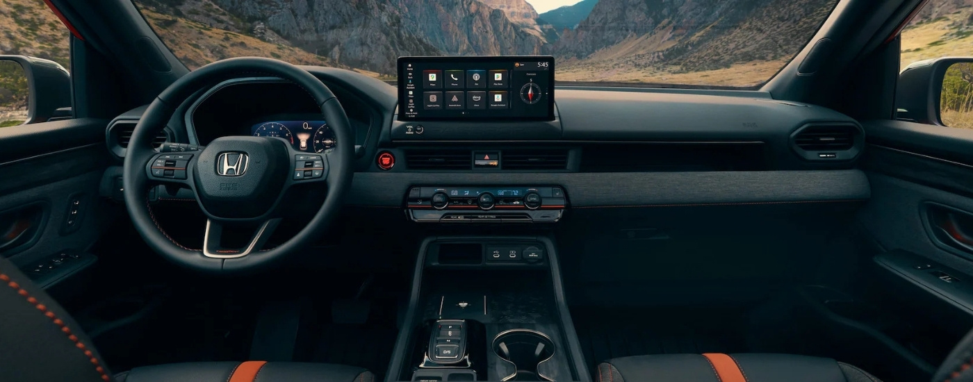 Black interior and dash in a 2026 Honda Passport TrailSport Elite