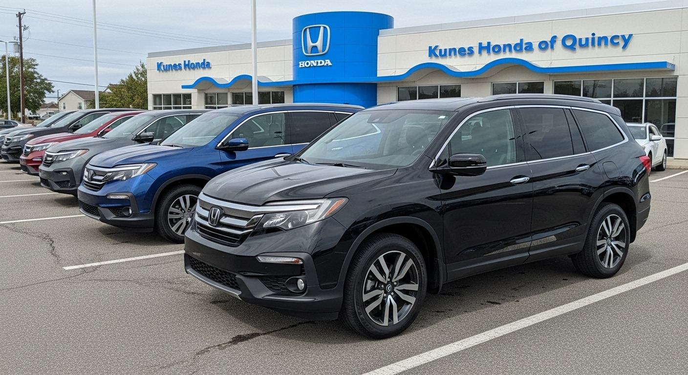 Explore the diverse color options of the 2025 Honda Pilot at Kunes Honda of Quincy, including the elegant Obsidian Blue Pearl and the sophisticated Black Edition, perfect for every style and preference.