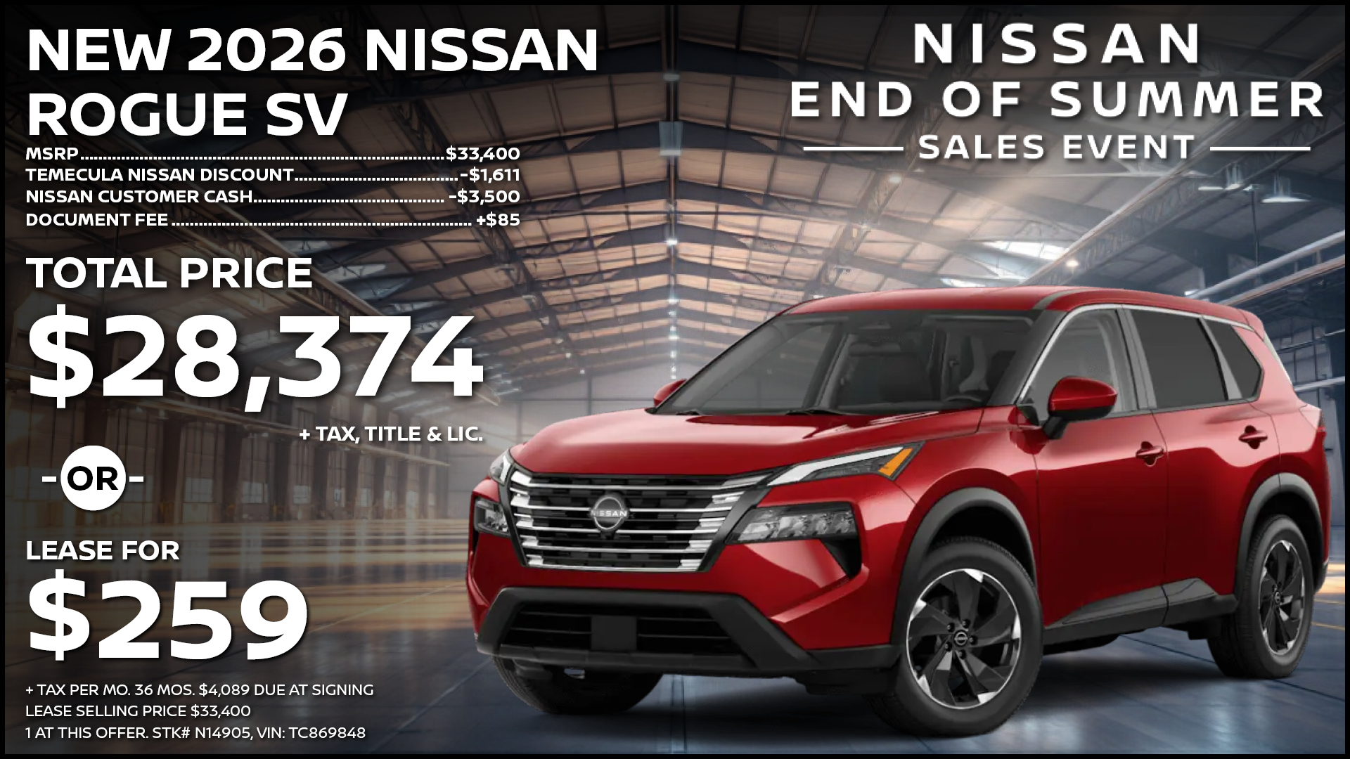 2026 Nissan Sentra SV Lease Special