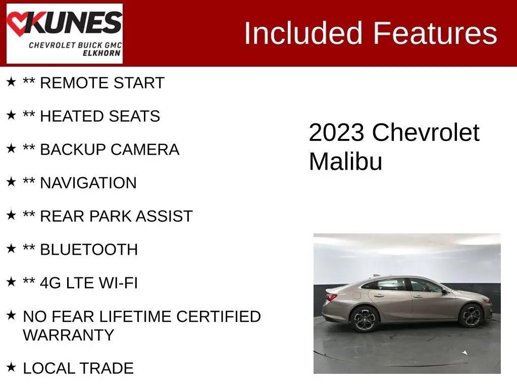 Used 2023 Chevrolet Malibu 1LT with VIN 1G1ZD5ST3PF181269 for sale in Elkhorn, WI
