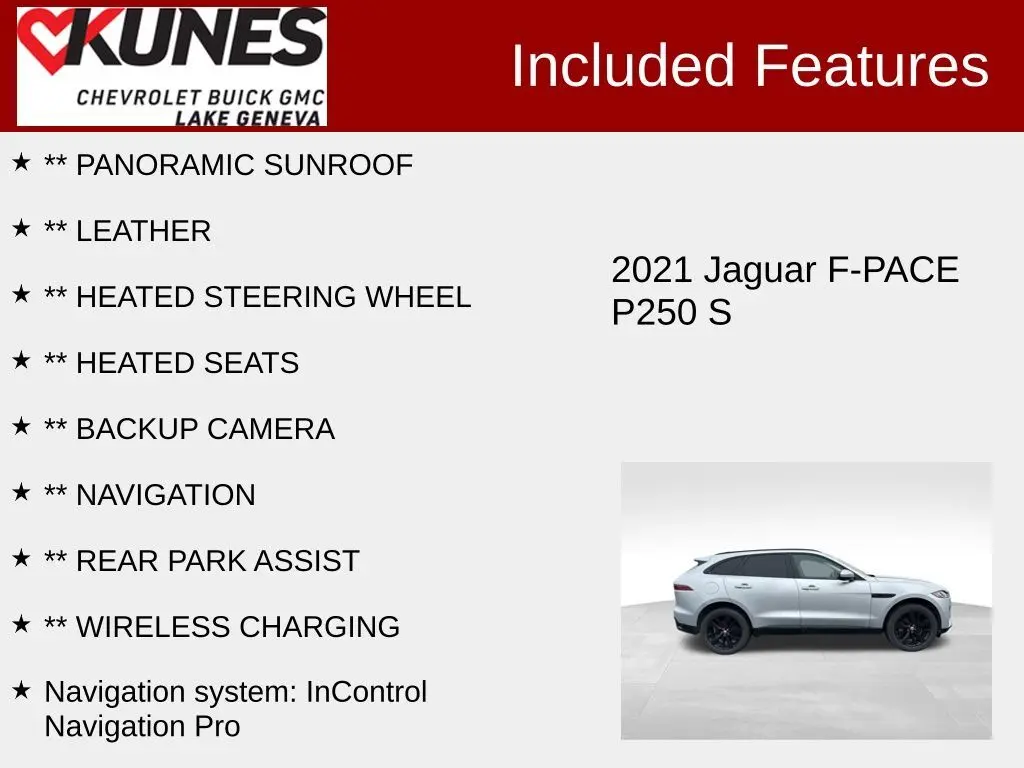 Used 2021 Jaguar F-Pace S with VIN SADCJ2EX2MA677874 for sale in Lake Geneva, WI