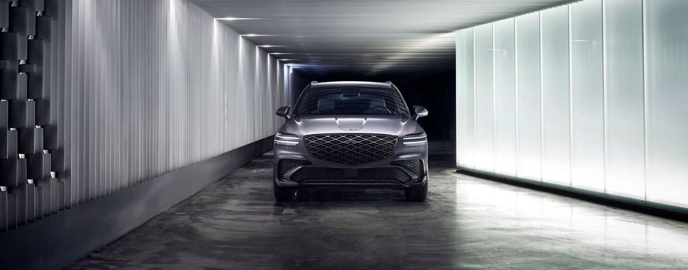 Grey 2026 Genesis GV70 for sale near Selma parked in a tunnel