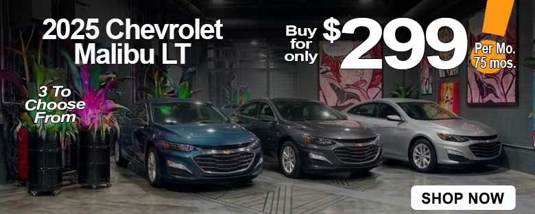 2025 Chevy Malibu LT parked in the Masano Auto Park for sale near me in Reading, PA