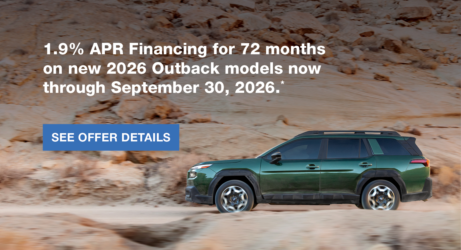 Outback 1.9% APR Financing offer through 9/30/2026