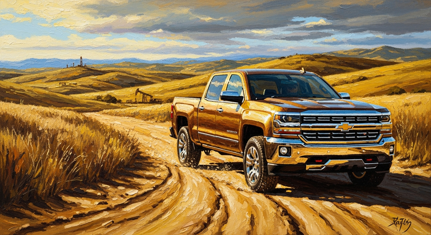 Chevy Silverado truck on a scenic road in California