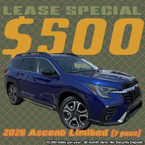 Lease this 2026 Subaru Ascent Limited 7-Passenger at Twin Falls Subaru this September.
