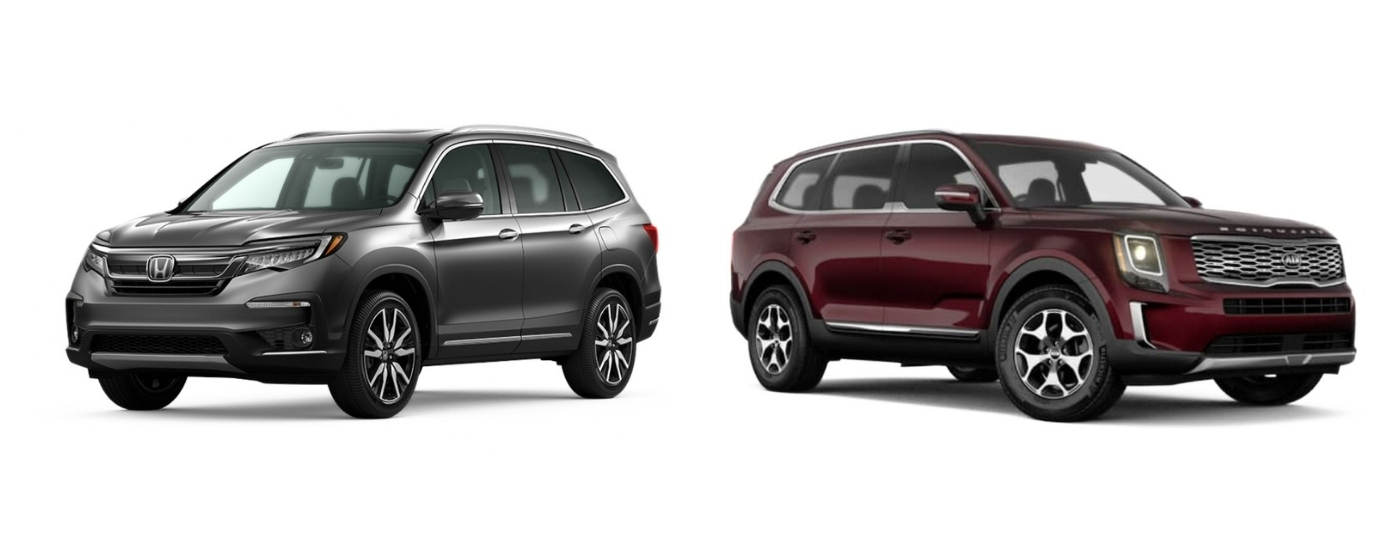 Silver 2022 Honda Pilot Elite vs maroon 2022 Kia Telluride 