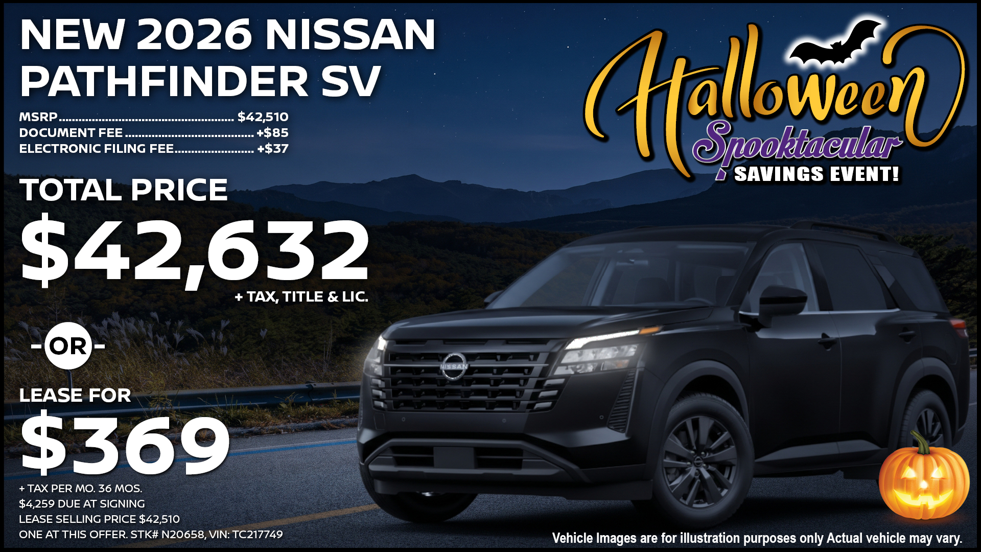 2026 Nissan Pathfinder SV Lease Special