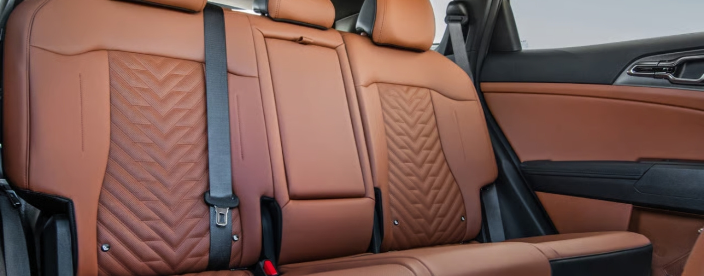 Rear brown leather seats in a 2026 Kia Sportage