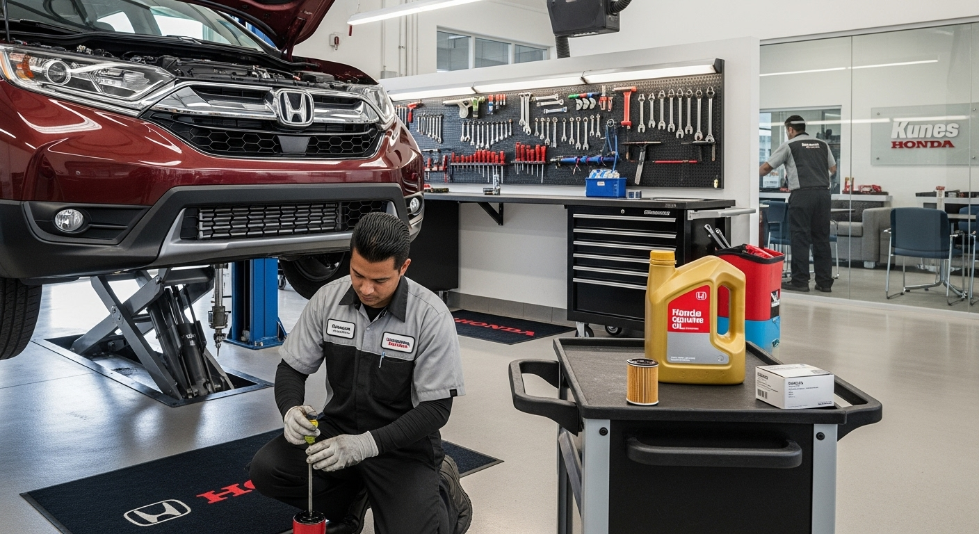 Discover reliable oil change services at Kunes Honda of Quincy, located near Camp Point, IL. Our certified technicians use genuine parts to ensure your vehicle's optimal performance and longevity. Enjoy competitive pricing and a comfortable waiting area while we take care of your car.