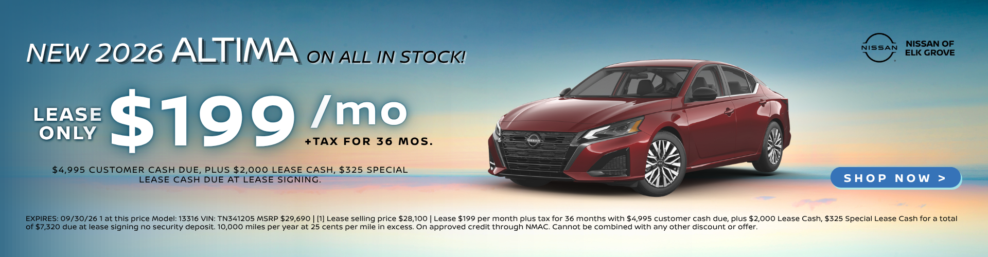 ALTIMA Lease $199/mo. for 36 mos.